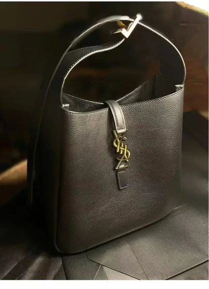 Shiny Leather Bucket Bag For Women Crossbody Tote 2-In-1 Purse