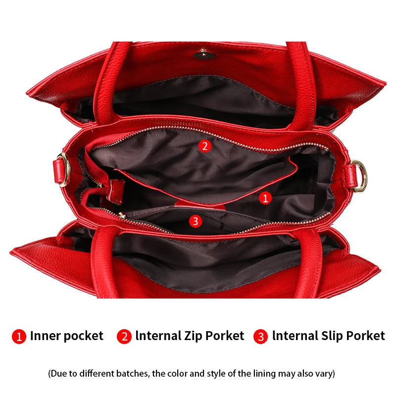 Aidrani  Genuine leather women's handbag, large capacity fashionable printed bag, made of cowhide material