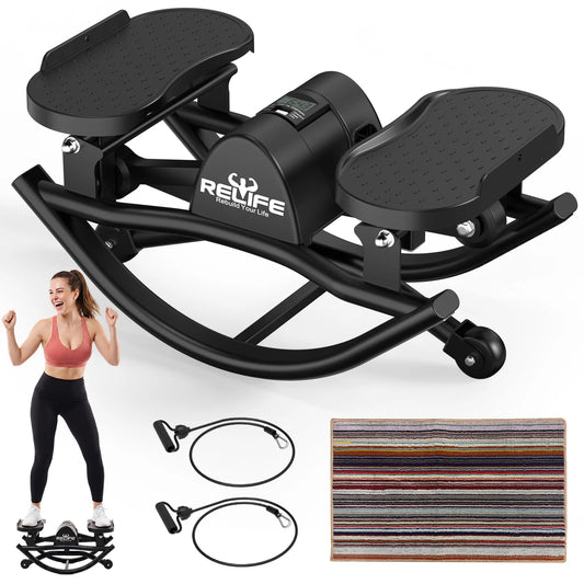 3D Lateral Rocking Stepper With Resistance Bands For Body Workout