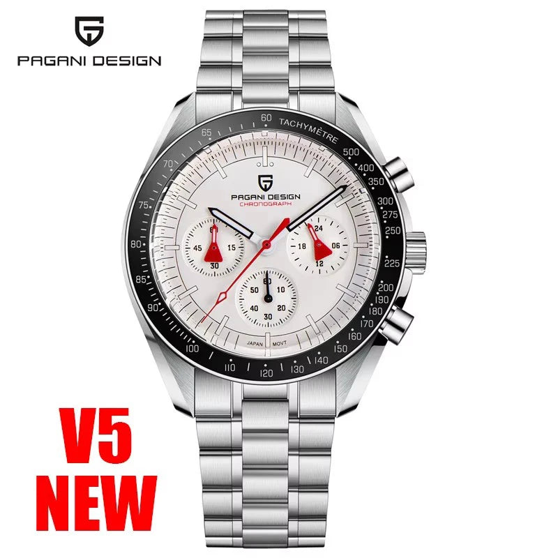 PAGANI DESIGN Moon Mens Watch Chronograph Quartz Automatic Waterproof Sapphire