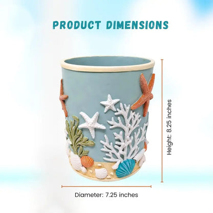 XMSJ Splendor 3D Resin Ocean Wastebasket With Seashells Starfish