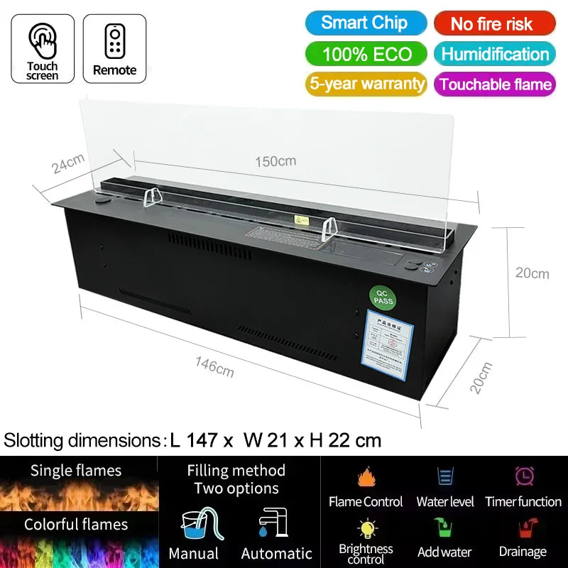 AFLYEVER Intelligent Water Replenishment Fireplace Decor 3D