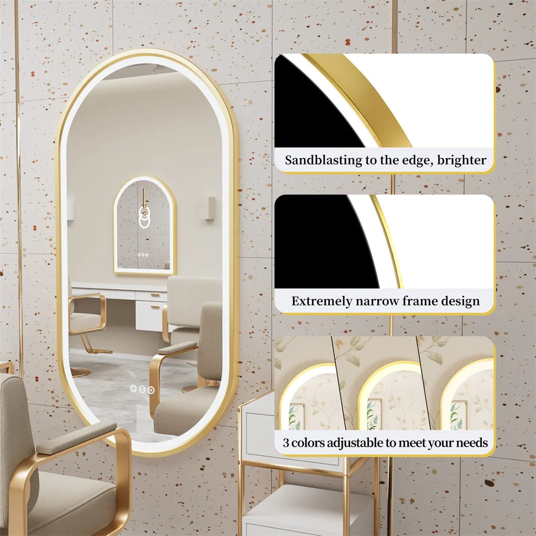 LUVODI Luxurious Oval LED Illuminated BathroomMirror AluminumFrame Defogging Demister Pad