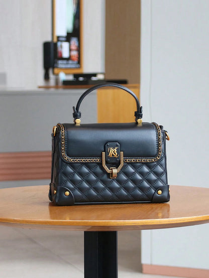 2026 fashion new handbag high quality light luxury niche design high sense heavy industry leather rhombic foreign style small ba