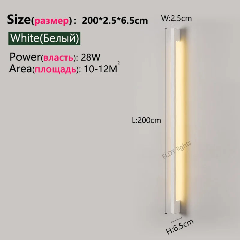 Modern Minimalist Long Wall Lamp LED Wall Mounted Light Indoor Living Room Bedroom Background Lamp Home Decora Fixtures 110/220V