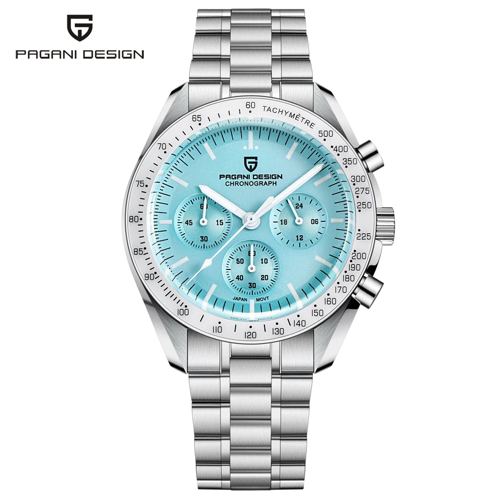 Pagani Design Moon Quartz Wristwatch For Men Stainless Steel Band