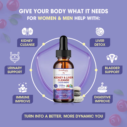 Kidney and Liver Cleanse Detox & Repair Drops with Milk Thistle, Kidney Support Supplement for Urinary Tract & Liver Support