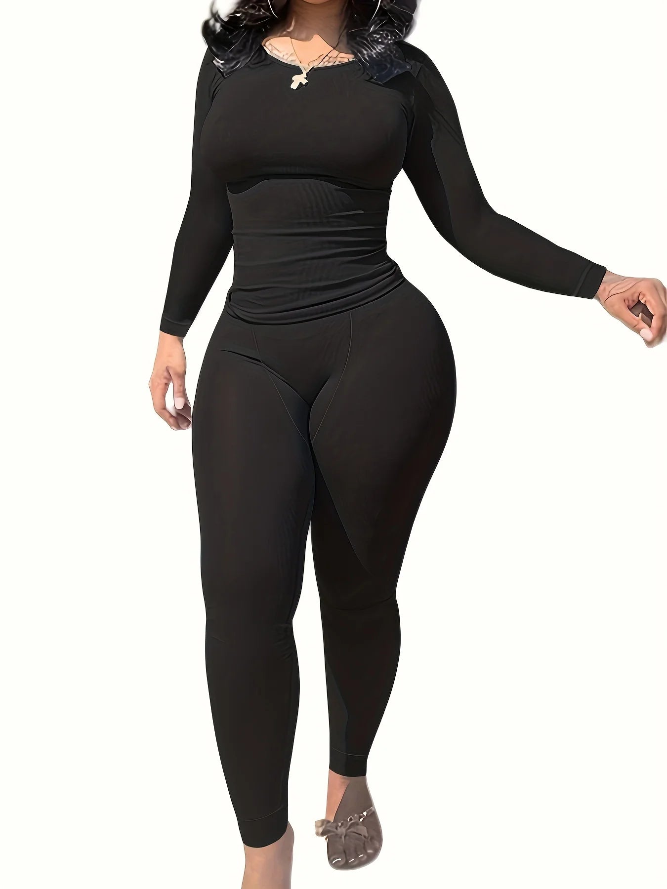 Women Clothing Long sleeves  and Leggings Set Exercise wear 2 Piece Set Women