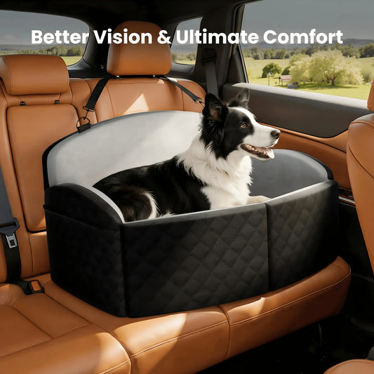 Dog Car Seat With Memory Foam Cushion And Safety Leashes