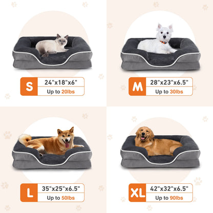 JHK Orthopedic Dog Bed Memory Foam Pet Bed for Small Dogs & Cats with Washable Removable Cover Non-Slip Base Waterproof Liner