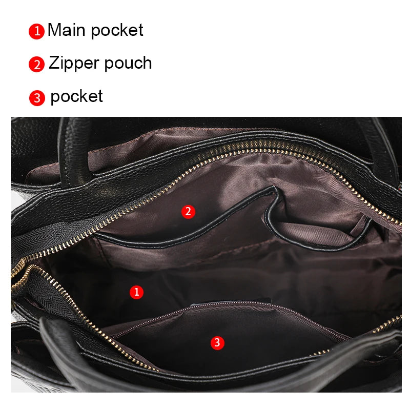 Genuine Leather Women's Bag 2025New High Capacity Handbag Women's Charm Goddess Handheld Shoulder Bag Big Bag Women's Bag