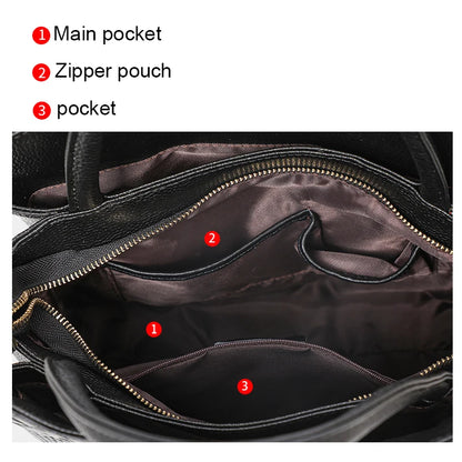 Genuine Leather Women's Bag 2025New High Capacity Handbag Women's Charm Goddess Handheld Shoulder Bag Big Bag Women's Bag