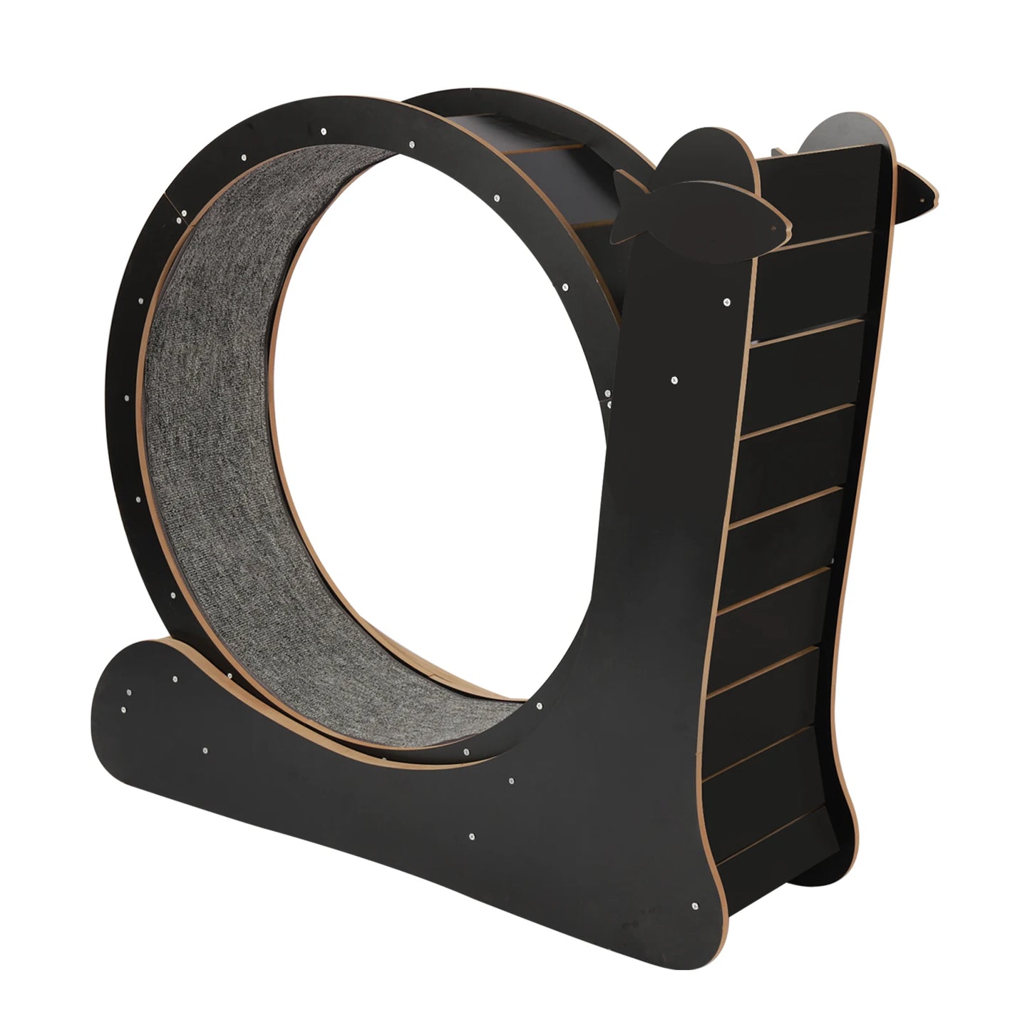 Furniture and Climbing Tool Black Cat Exercise Wheel for Cat, Large Cat Treadmill with Carpeted Runway, Kitty Cat Sport Toy, Fitness Weight Loss Device for Cats