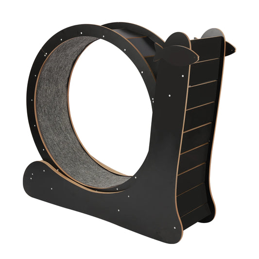 Furniture and Climbing Tool Black Cat Exercise Wheel for Cat, Large Cat Treadmill with Carpeted Runway, Kitty Cat Sport Toy, Fitness Weight Loss Device for Cats