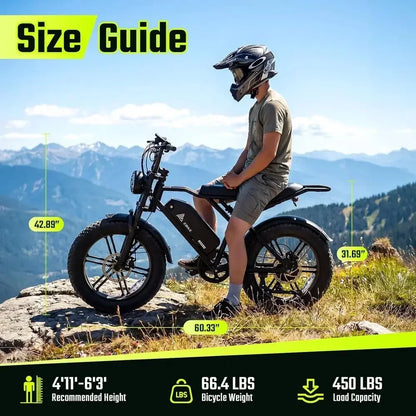 Electric Bike or Adults, Peak 1500W Motor Retro E Bike, Range 65/120Miles, 48V 15Ah Removable Battery, 20"x4" at Tires, ull Susp