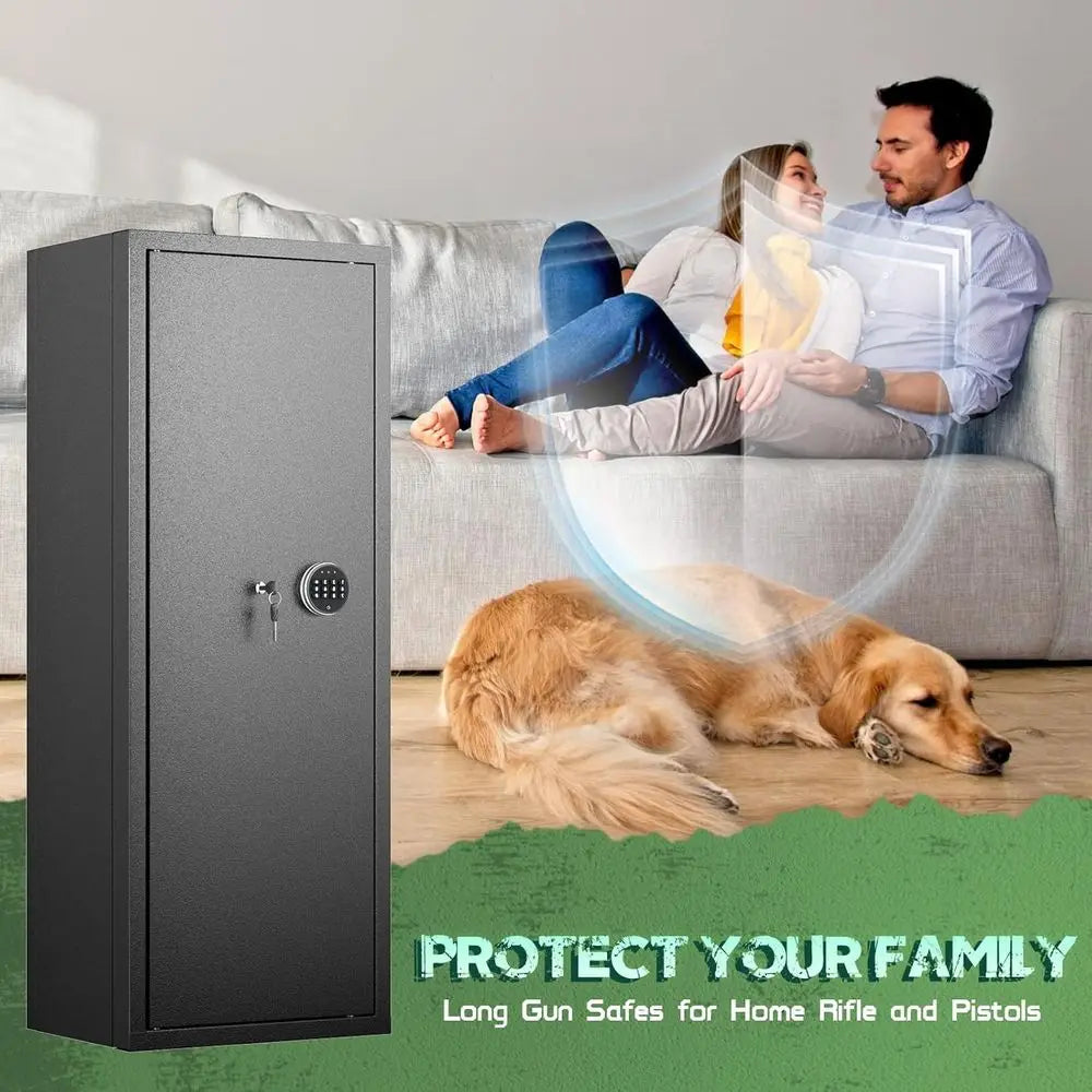 Digital Gun Safe Cabinet With Top Shelf And Pistol Pouches