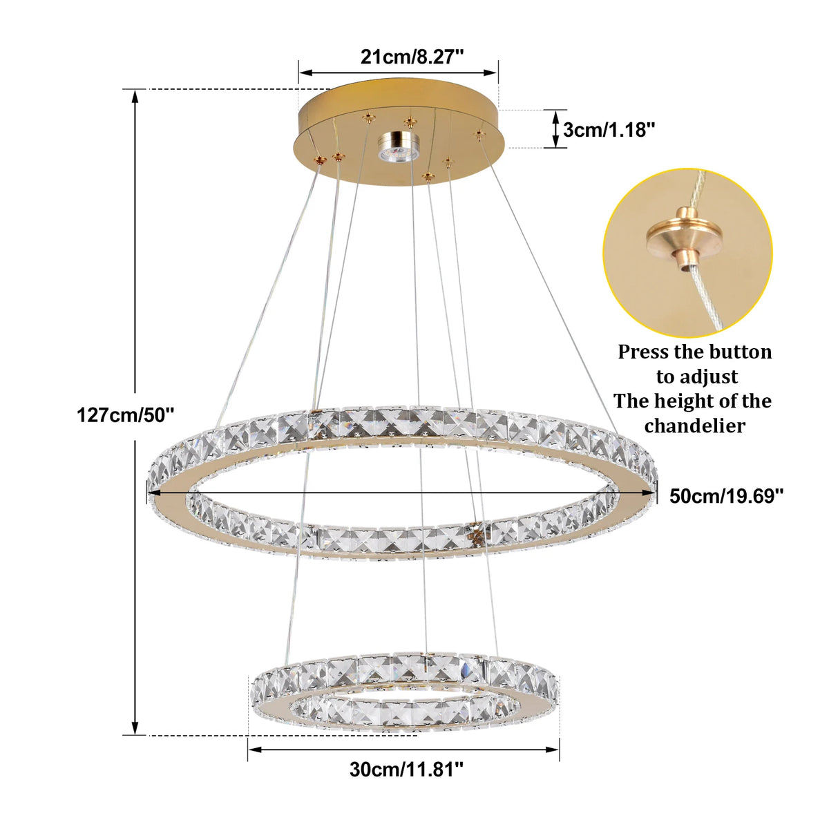 Vinilky Crystal Pendant Light With Remote Control For Living Spaces
