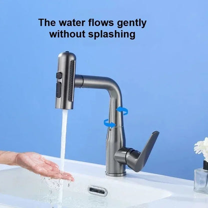 Stainless Steel Pull Out Rotatable Kitchen Tap Four Modes