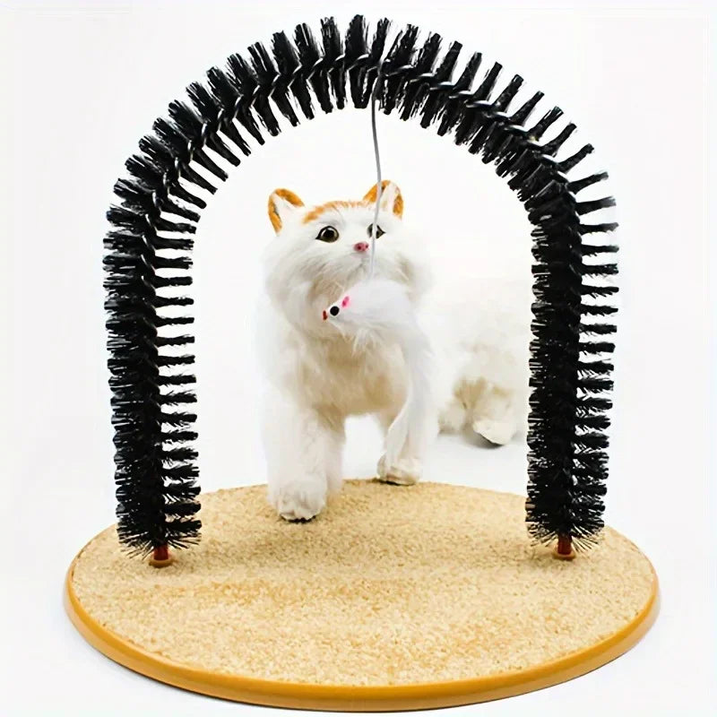 Cat Arch Self Grooming and Massage Toy Hair Brush Cat Scratching Toy for Cats Kittens Interactive Toys