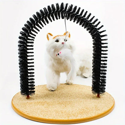 Cat Arch Self Grooming and Massage Toy Hair Brush Cat Scratching Toy for Cats Kittens Interactive Toys