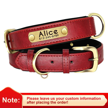 Personalized PU Leather Dog Collar Soft Padded Dog Collars Free Custom Pet ID Name Necklace for Small Medium Large Dogs Pitbull