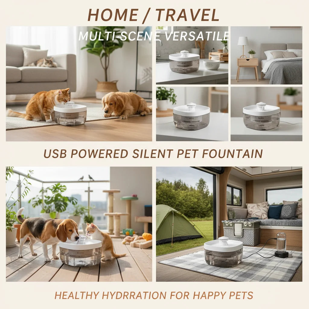Pet Water Fountain 1.85 Gallon Large Capacity Ultra Quiet 30dB