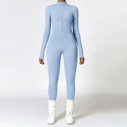 Winter Plush Yoga Jumpsuits Warm Women's Tracksuits Ski Fitness Overalls Long Sleeves Cycling Bodysuit One-Piece GYM Sports Suit