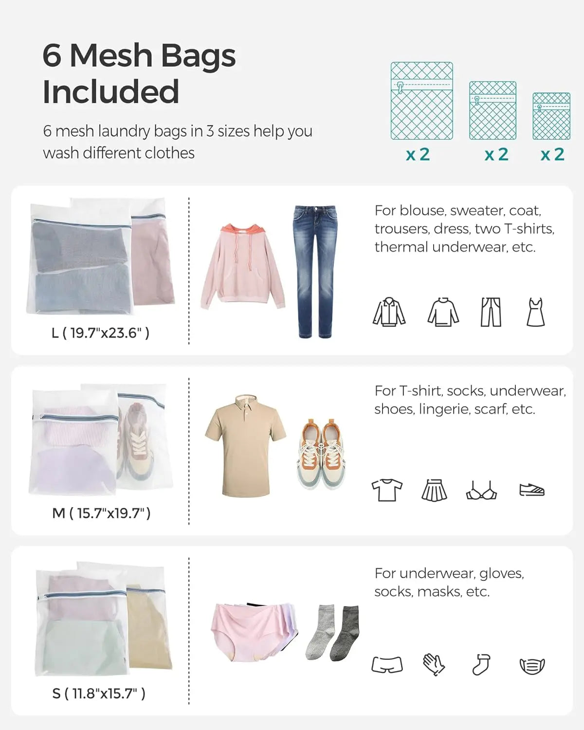 Laundry Hamper With Lid And Removable Liner Bags, Mesh Bags