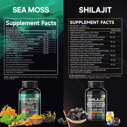 Quit Mood Sea Moss Shilajit Bundle 120 Capsules With Ashwagandha
