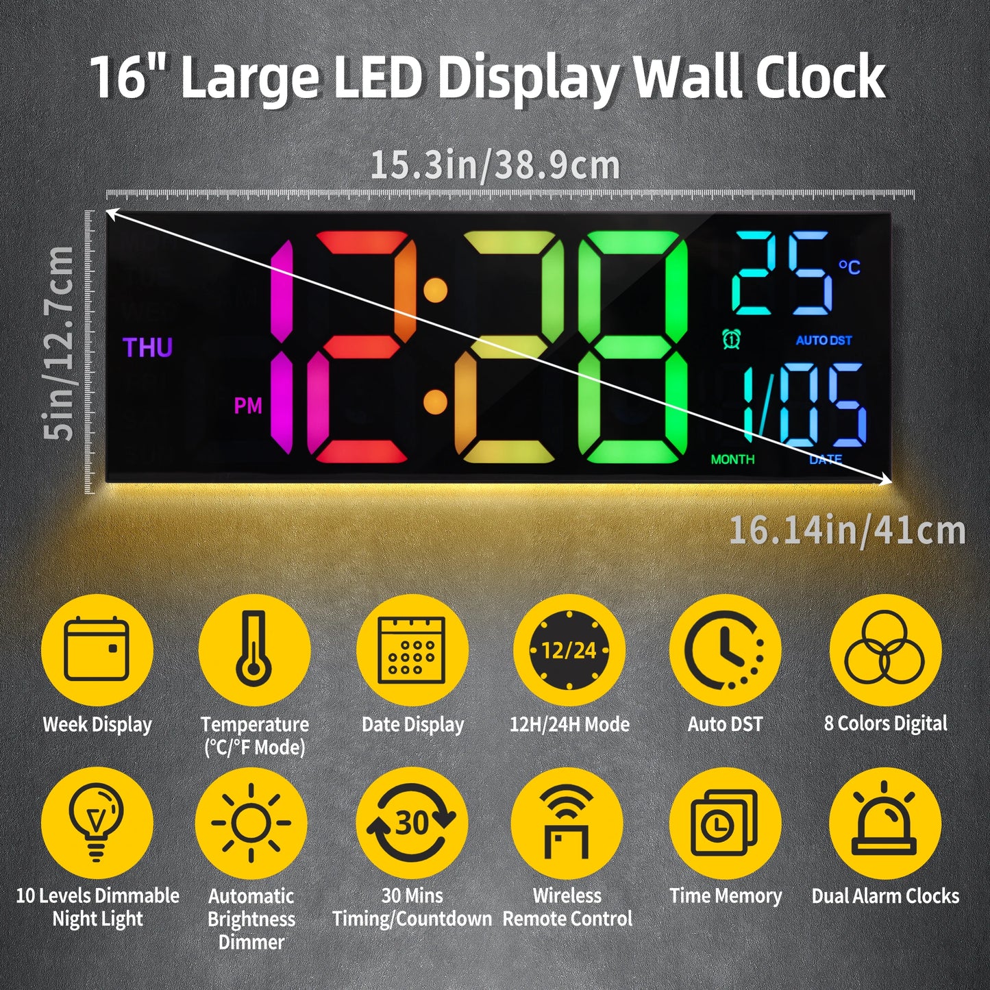 Hign-concerned Digital Wall Clock With LED Display