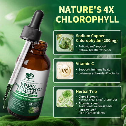 Lukaree 30MLChlorophyll Liquid Drops Supports Natural Cleansing & Immune, Internal Deodorant,Skin & Gut Health,Vegan,Sugar-Free