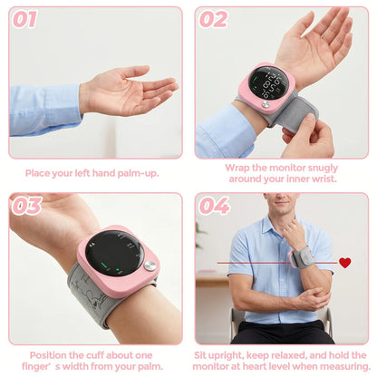 Automatic Wrist Blood Pressure Monitor with Adjustable Cuff, Large LCD Display & Voice Broadcast. Features Irregular Heartbeat Detection, Pulse Monitor & USB Charging. Accurate BP Machine, Ideal Gift for Parents &. 2x99 Memor