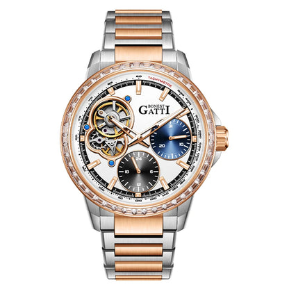 Bonest Gattic Automatic Skeleton Watch Stainless Steel Strap