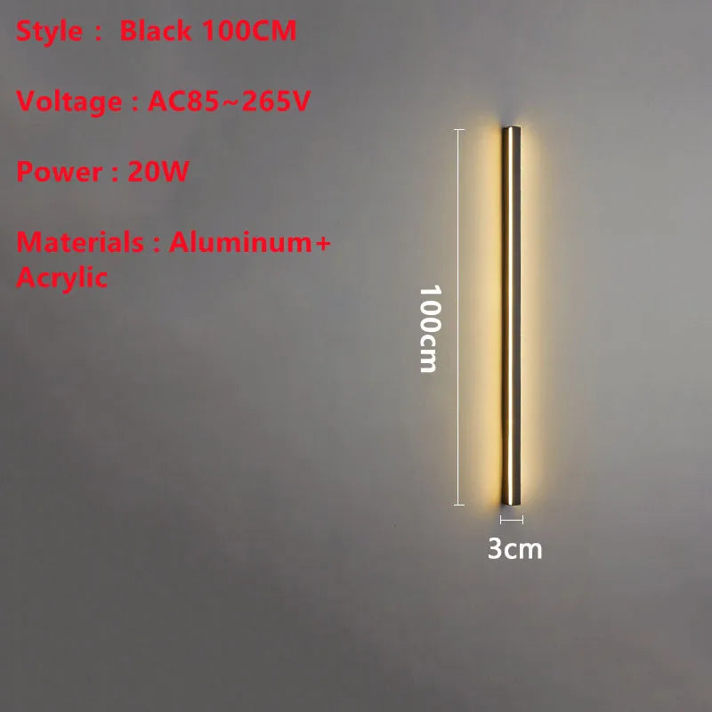 Superlong Minimalist LED Wall Light AC85~265V 200CM Line Sconce Lamp For Indoor TV Background Aisle Living Room Villa Decoration