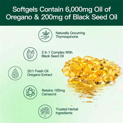 Pslalae Oregano Oil Softgels With Black Seed Oil For Digestion