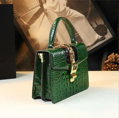 HYLHMC Women's Genuine Leather Crocodile Shoulder Crossbody Handbag