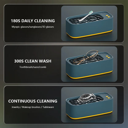 Portable Ultrasonic Cleaning Machine 45KHZ High Frequency Vibration Cleaner 360° Timing Washing for Jewelry/Eyeglass/Makeup Tool