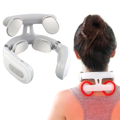 Four heads Adjustable USB Charging Neck Massager Heating Function Breathing Light For Neck Pain Relief And Relaxation