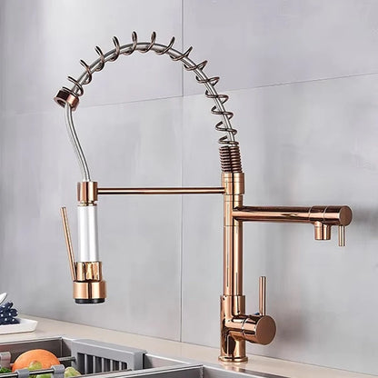 SHBSHAIMY Spring Kitchen Faucet Pull Down Dual Swivel Spout Hot Cold