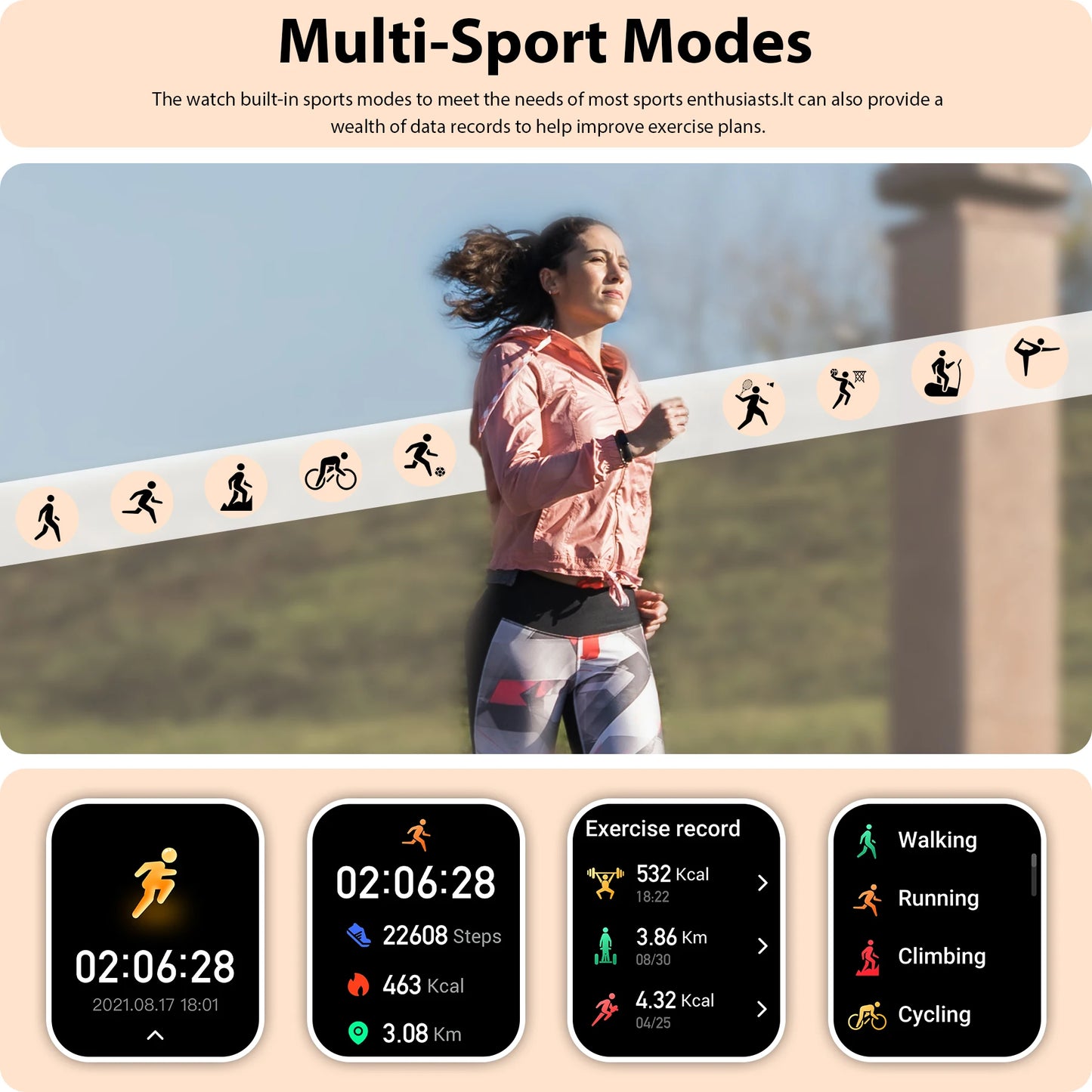 Smart Fitness Watch for Men Women Calls Android iPhone