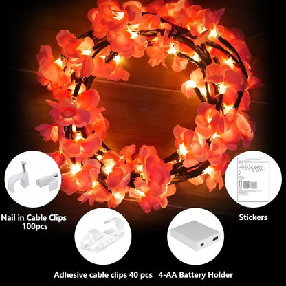 Cherry Enchanted Willow Vine Lights 7.55T 144LED Pink Cherry Blossom Tree Branch Lights or Wall, Remote Timer,8 Light el,Bedroom