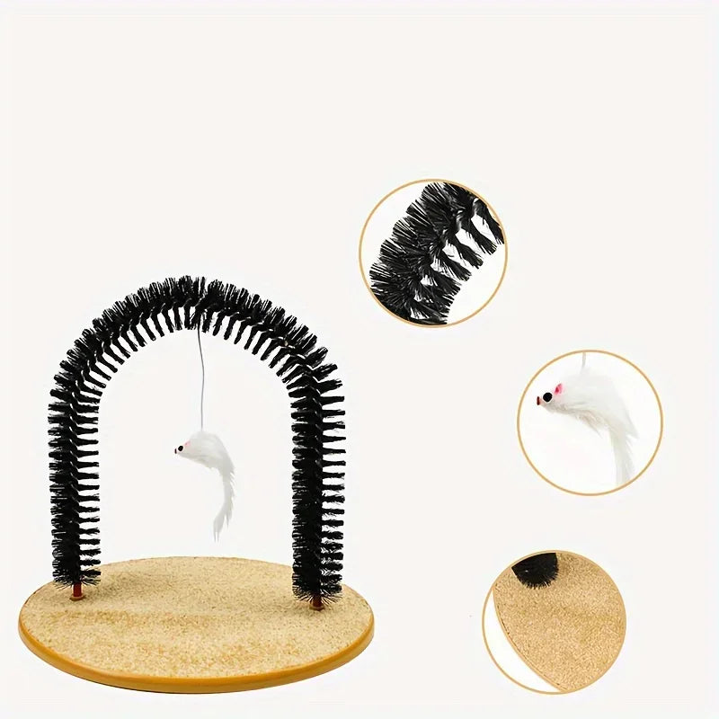 Cat Arch Self Grooming and Massage Toy Hair Brush Cat Scratching Toy for Cats Kittens Interactive Toys