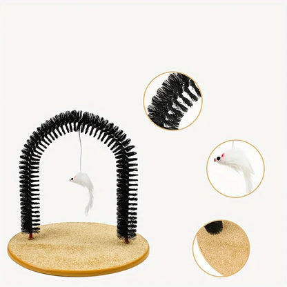 Cat Arch Self Grooming and Massage Toy Hair Brush Cat Scratching Toy for Cats Kittens Interactive Toys