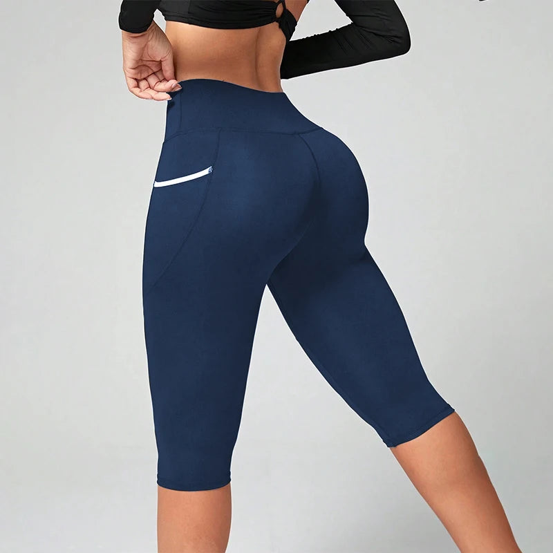 High Waist Yoga Pants Capri Leggings with Pockets for Women Tummy Control Workout Capri Leggings for Women