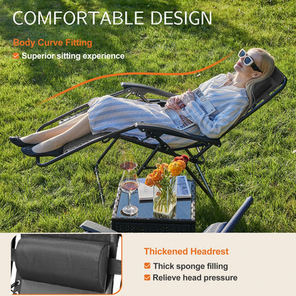 JHK Zero Gravity Portable Recliner Set Outdoor Lounge Chairs