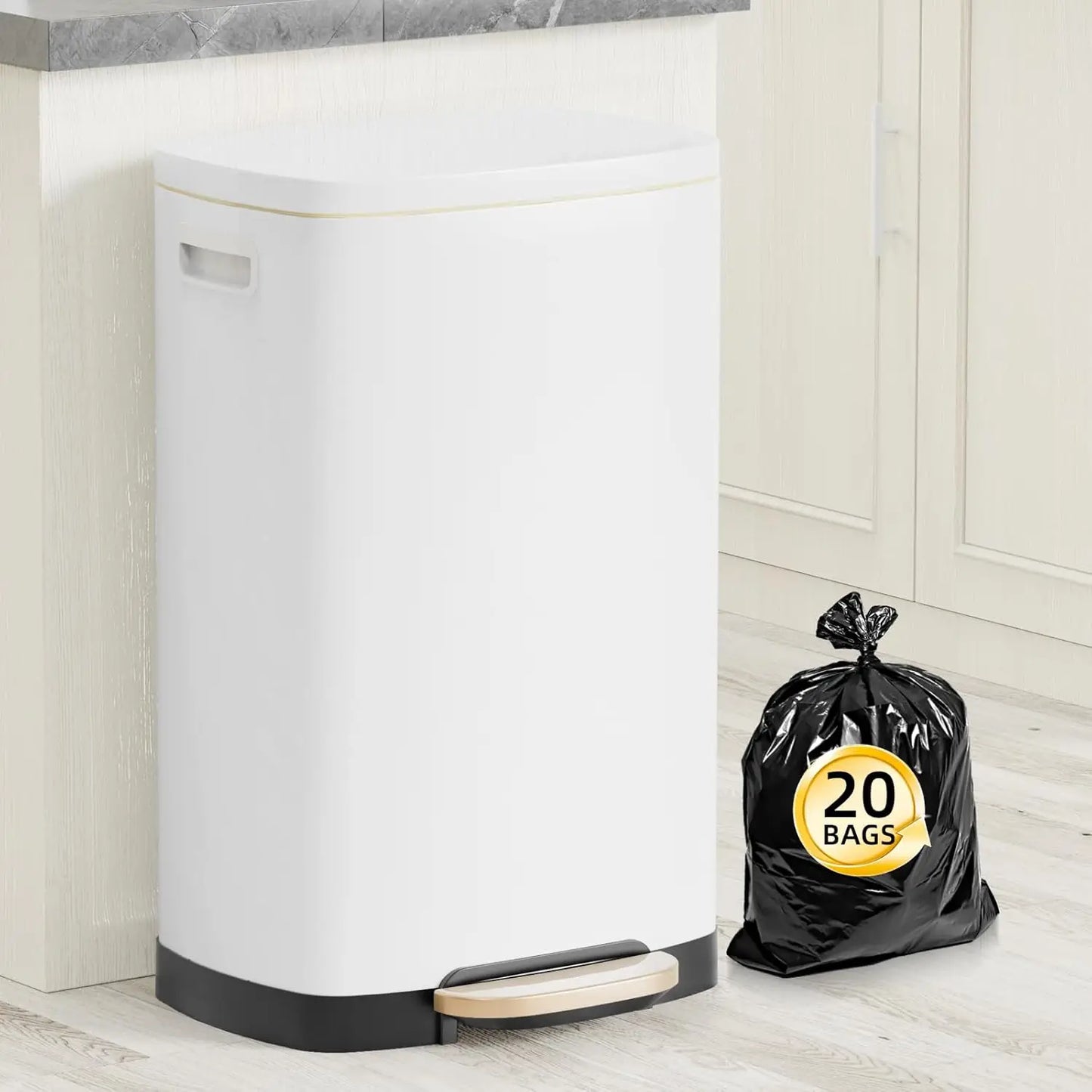 Trash Can With Lid Pedal Soft Close Bin Home Office