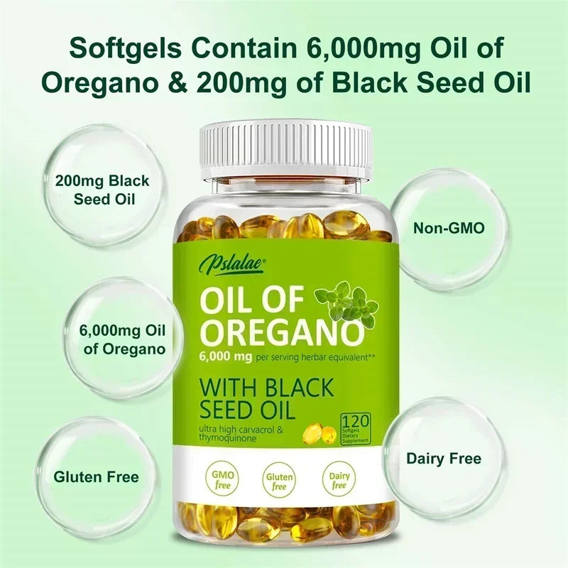 Pslalae Oregano Oil Softgels With Black Seed Oil For Digestion