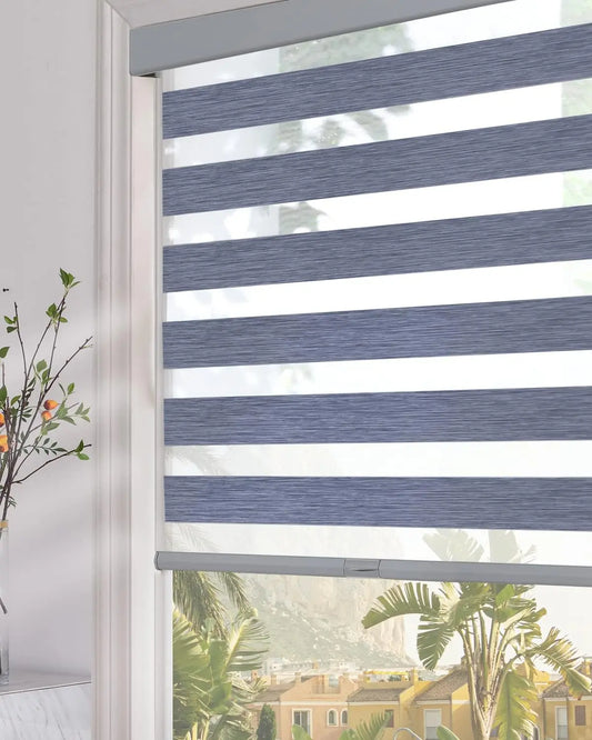 Cordless Zebra Blinds For Windows Dual Layer Light Filtering
