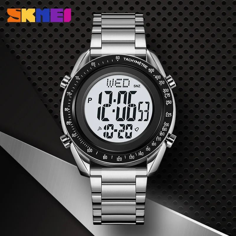SKMEI Fashion Men's Digital Watch Male Waterproof Watches For Men Luxury Stainless Steel Strap Calendar Electronic Wristwatch
