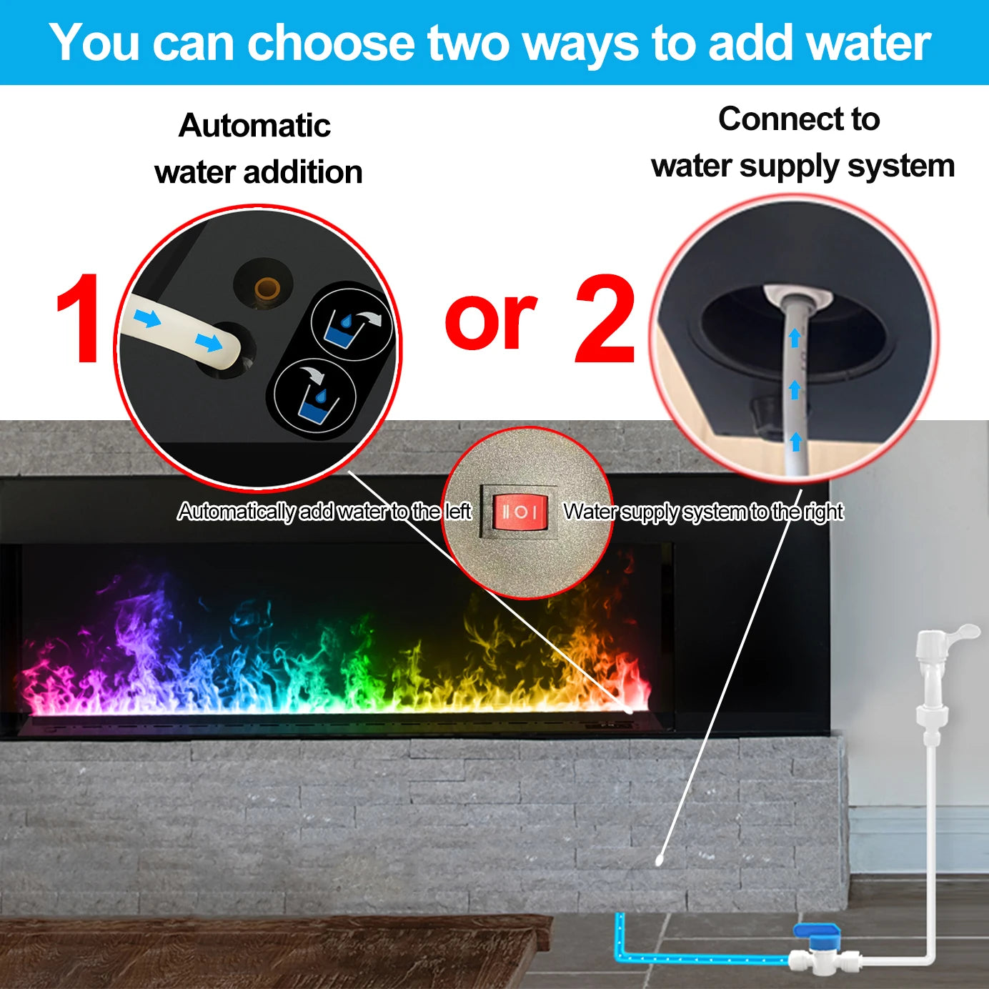 AFLYEVER Intelligent Water Replenishment Fireplace Decor 3D